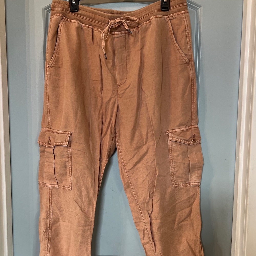 GAP Linen Cargo Joggers Salmon Pink Size L